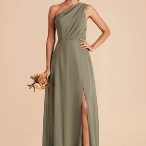 Birdy Grey Kira Bridesmaid Long Floorlength Dress One Shoulder Thyme/Moss Green
